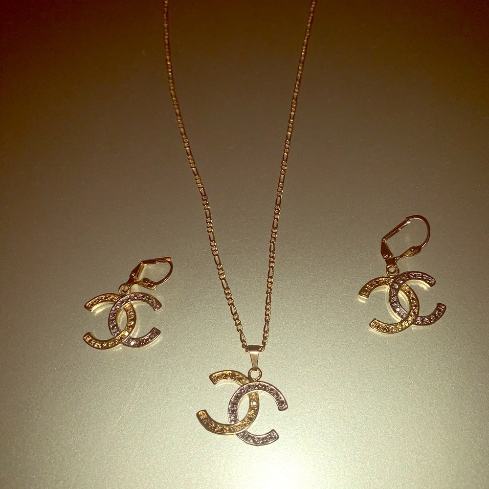 Chanel style earrings/necklace